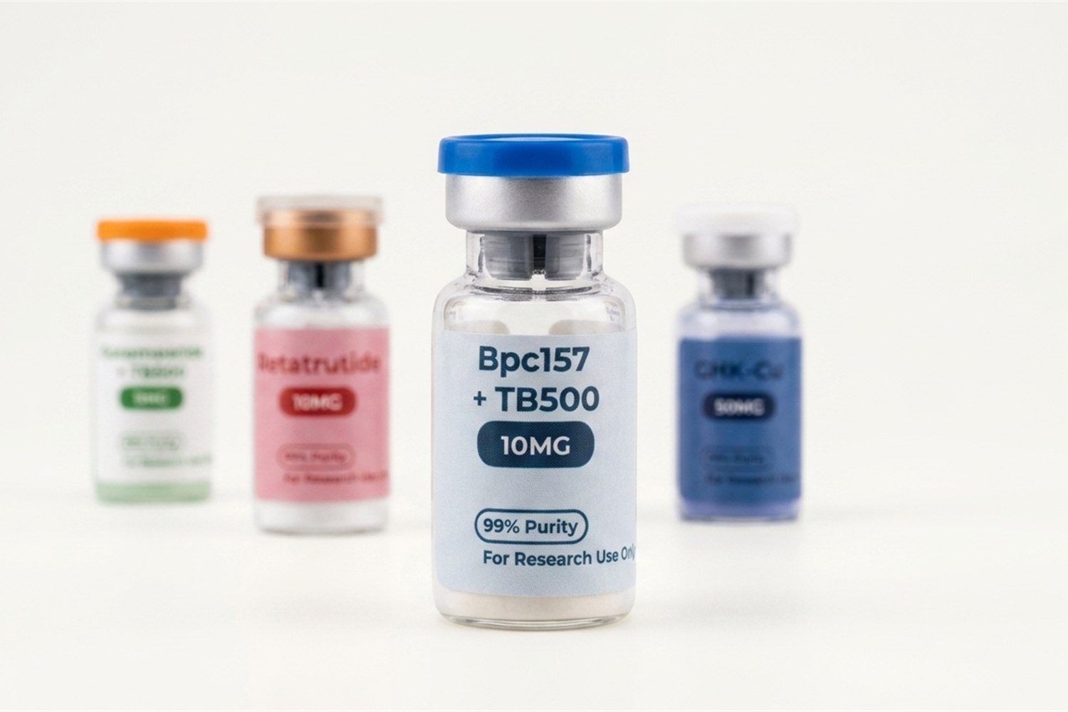 BPC-157 + TB-500 with other ThriveCore research vials.