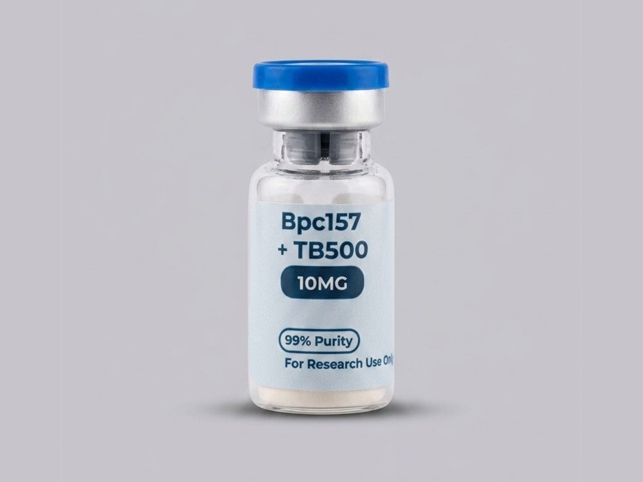 BPC-157 + TB-500 research vial on a clean background.