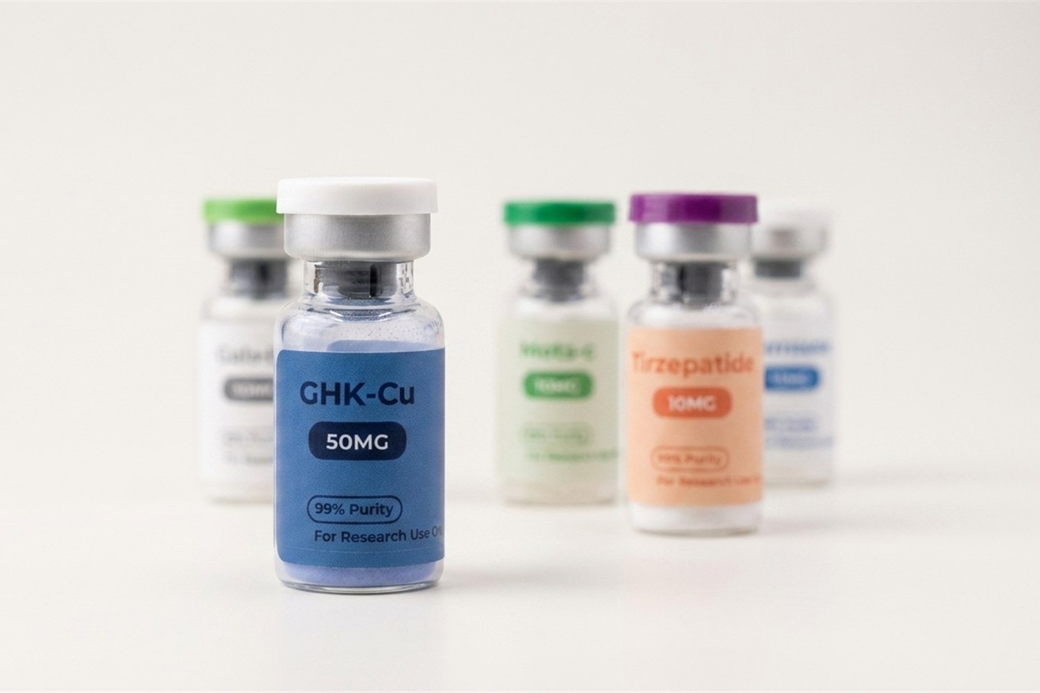 GHK-Cu with other ThriveCore research vials.