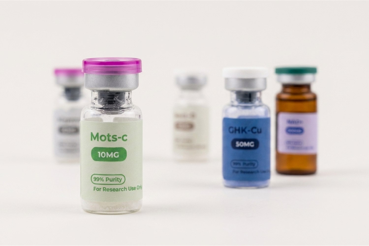 MOTS-c with other ThriveCore research vials.