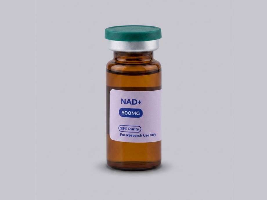NAD+ research vial on a clean background.